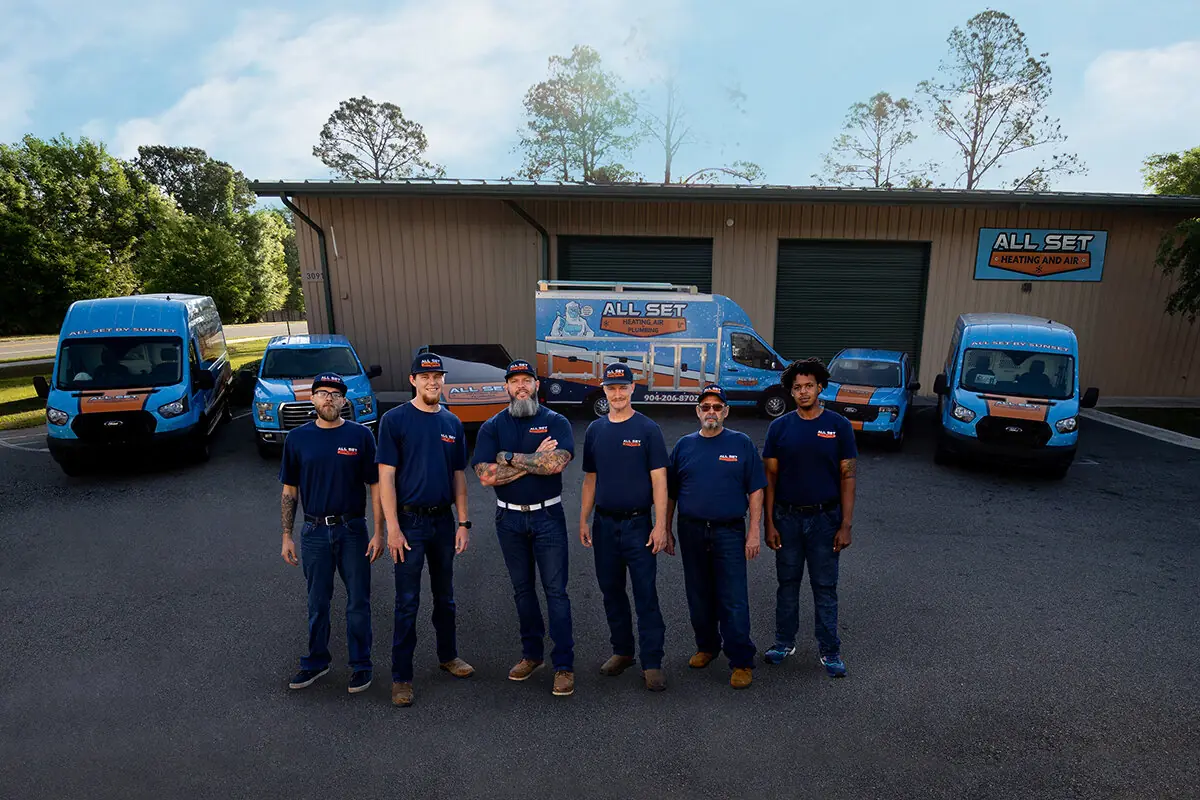 The All Set team and service vans at the Orange Park shop