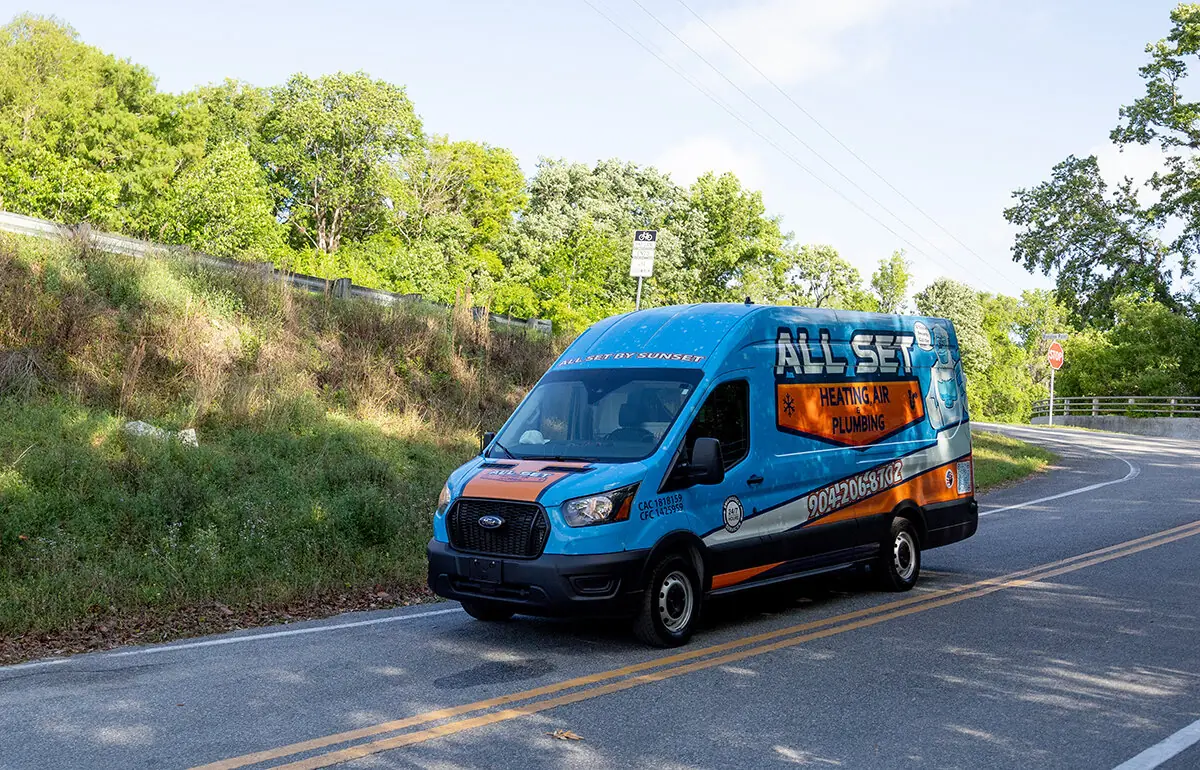 An All Set service van on a Clay County road